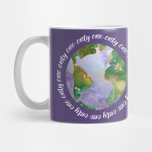 only one earth - protect our beautiful planet (watercolors and white handwriting repeated) Mug